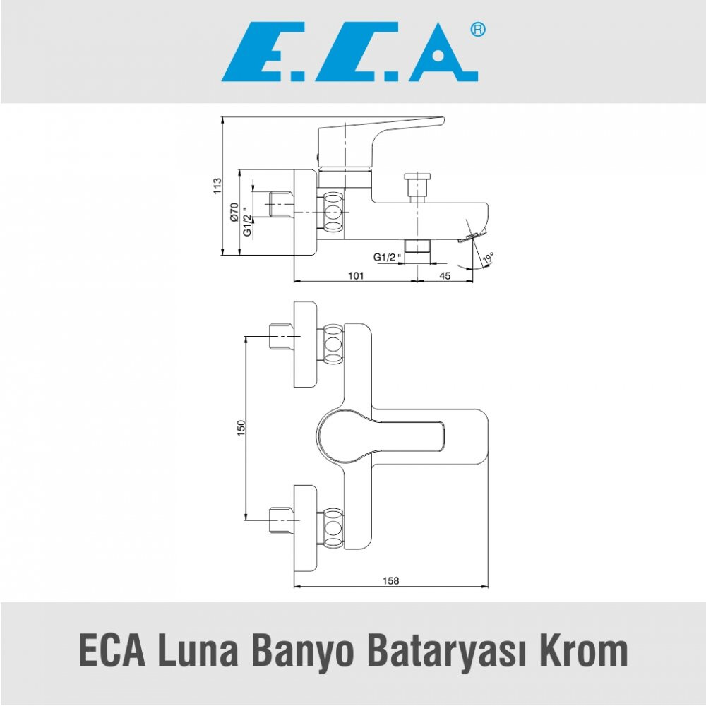 ECA Luna Banyo Bataryası Krom, 102102450