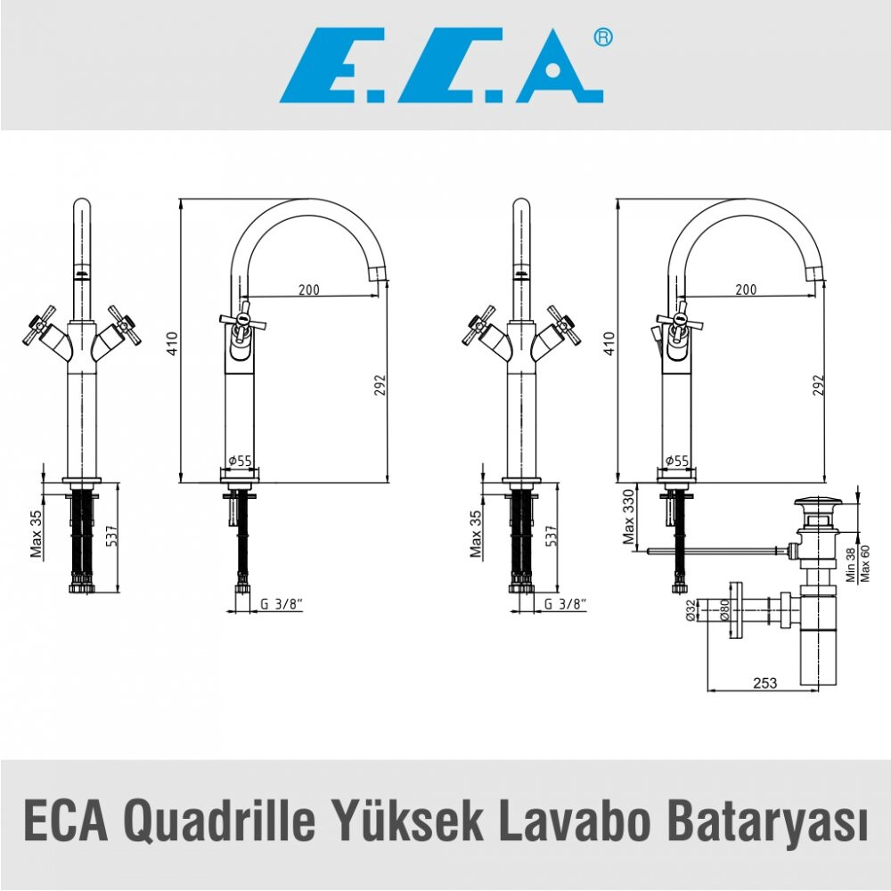ECA Quadrille Yüksek Lavabo Bataryası, 102108614