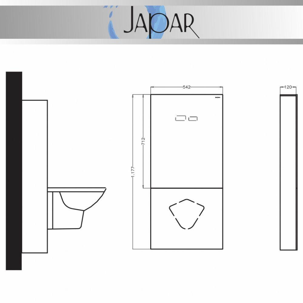 JAPAR Proglass Sense Sensörlü Gömme Rezervuar Sistemi 120 Mm. (3-6 Lt.) Siyah, 590010