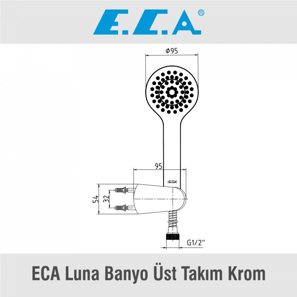 ECA Luna Banyo Üst Takım Krom, 102117341