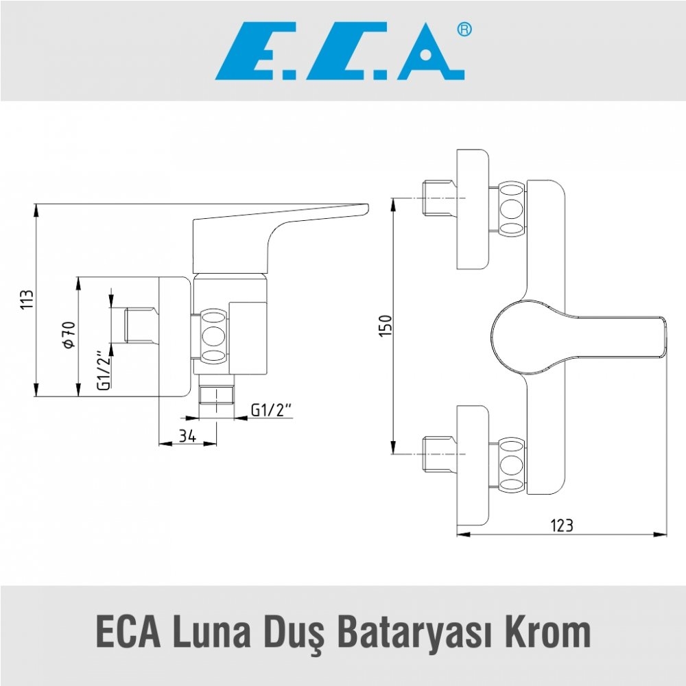 ECA Luna Duş Bataryası Krom, 102154011