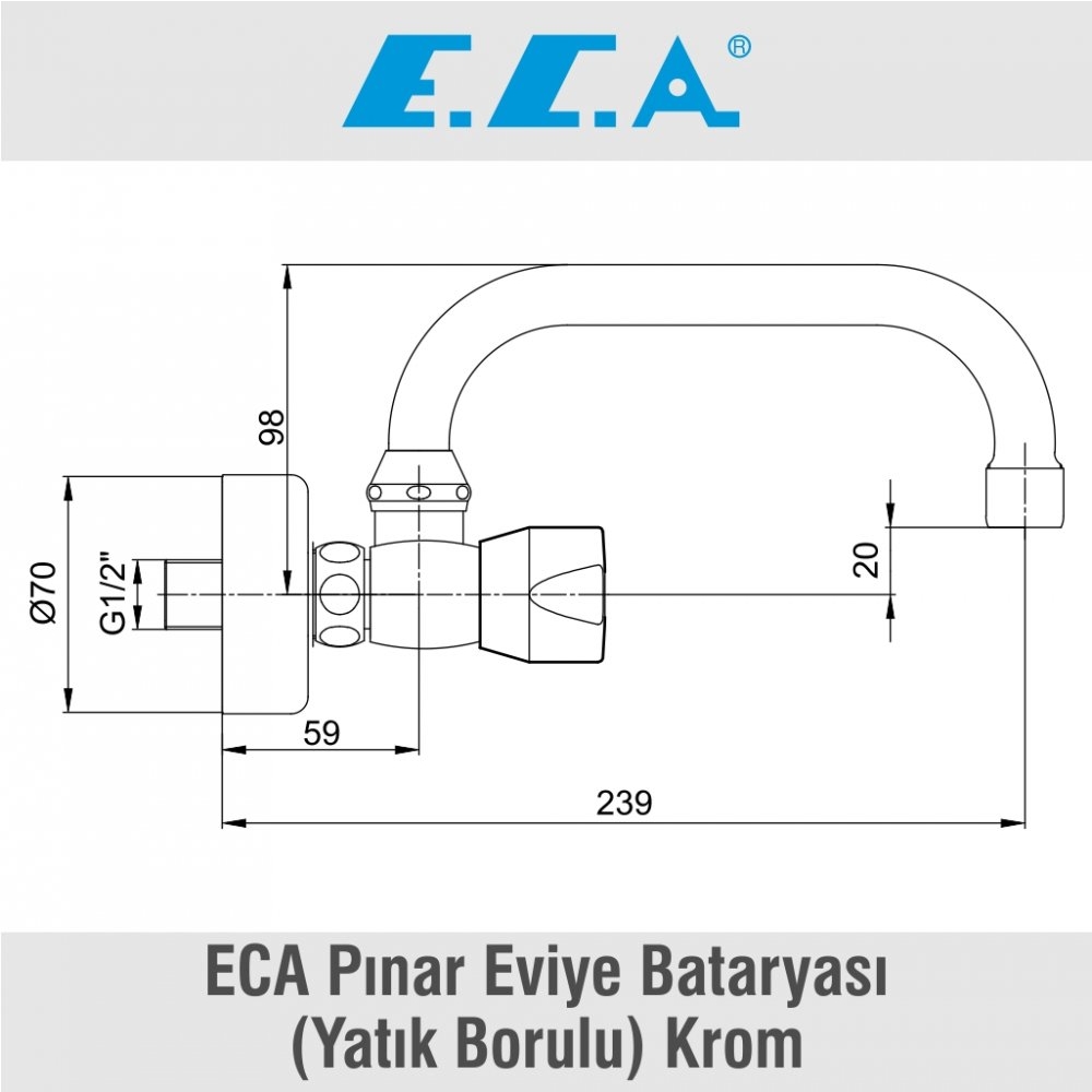 ECA Pınar Eviye Bataryası (Yatık Borulu) Krom, 102107177