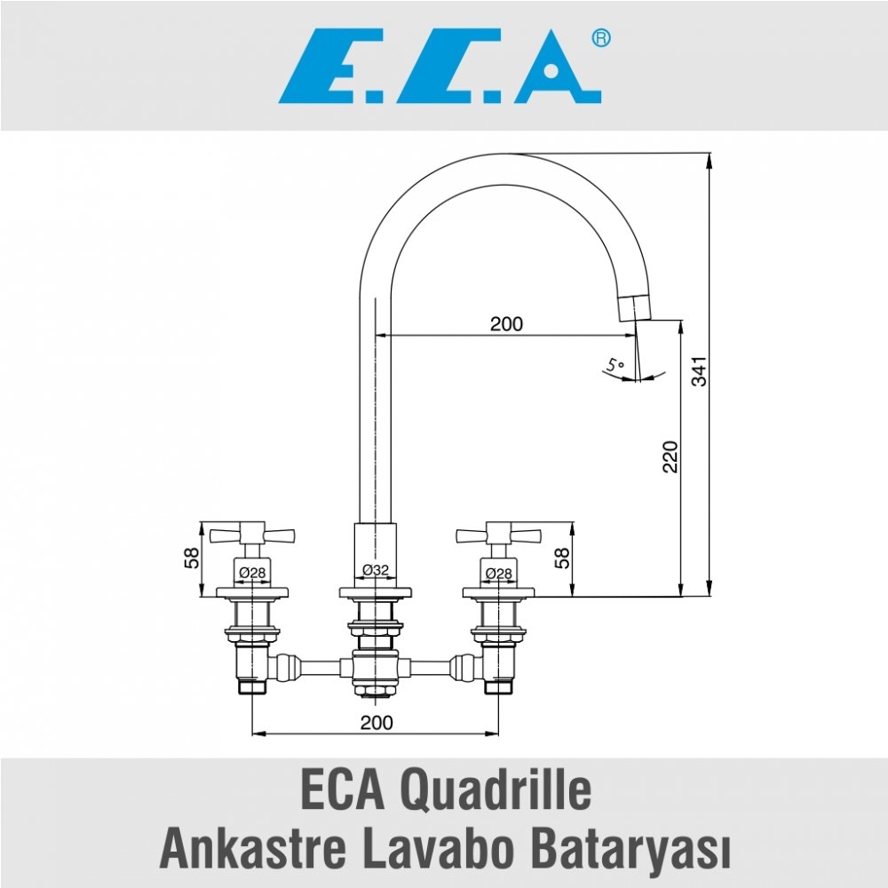 ECA Quadrille Ankastre Lavabo Bataryası, 102105152