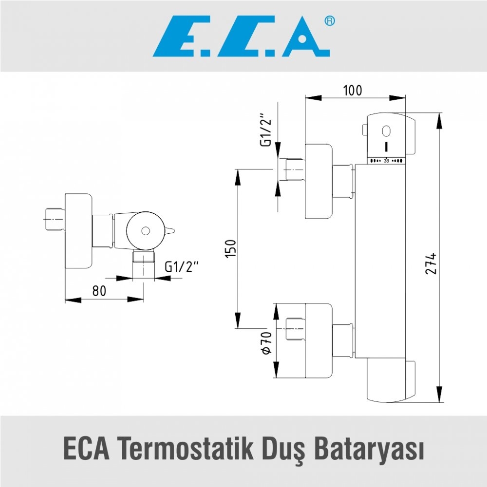 ECA Termostatik Duş Bataryası, 102102341