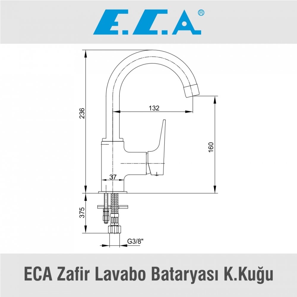 ECA Zafir Lavabo Bataryası Krom Kısa Kuğu, 102108961