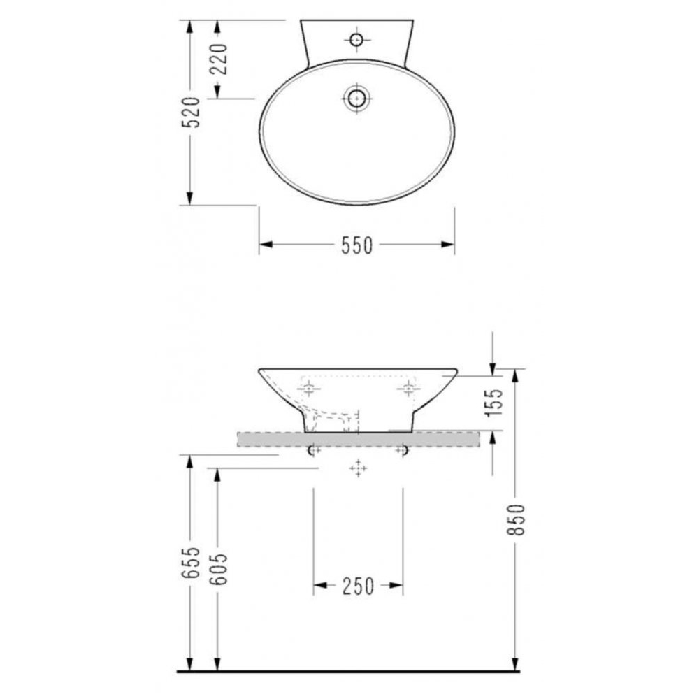 SEREL Minimal Üçgen Ayaklı Çanak Lavabo 52x54,5 cm