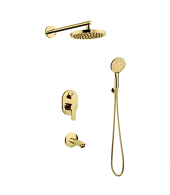 Mistillo Ankastre Banyo Bataryası Seti, Altın (Duvardan Yuvarlak Tepe Duşu, Gaga, Elduşu, Üç Yönlü Kartuş), MAK-119