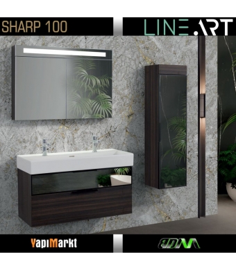Lineart Sharp 100 Cm Banyo Dolabı Dolaplı Ayna Üst Modüllü  (Boy Dolabı Dahil Değildir)