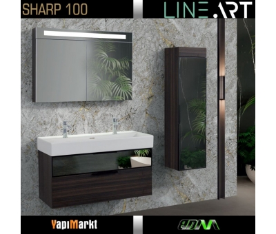 Lineart Sharp 100 Cm Banyo Dolabı Dolaplı Ayna Üst Modüllü  (Boy Dolabı Dahil Değildir)